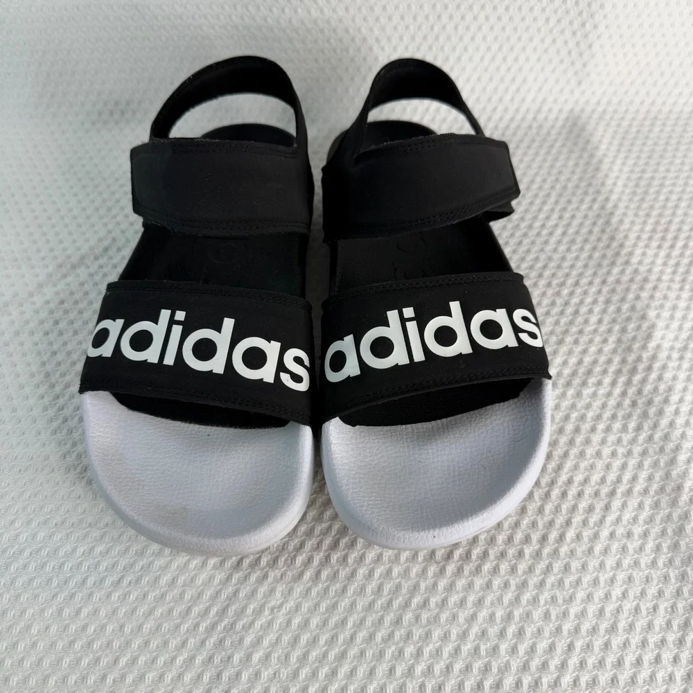 Adidas Adilette Sandals Black White Adjustable Strap Slides Mens 7 Womens 8